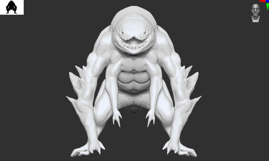 Front view of creature sculpt